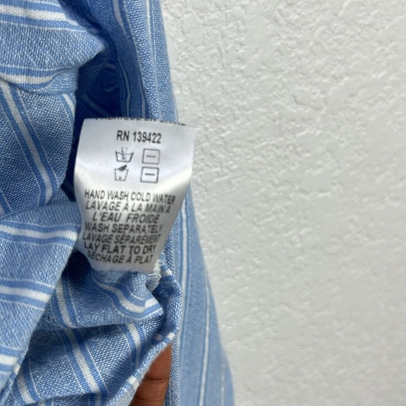 Tobi Women’s Blue White Striped Shirt Off the Shoulder Long Bell Sleeve Size S/P - Picture 5 of 9